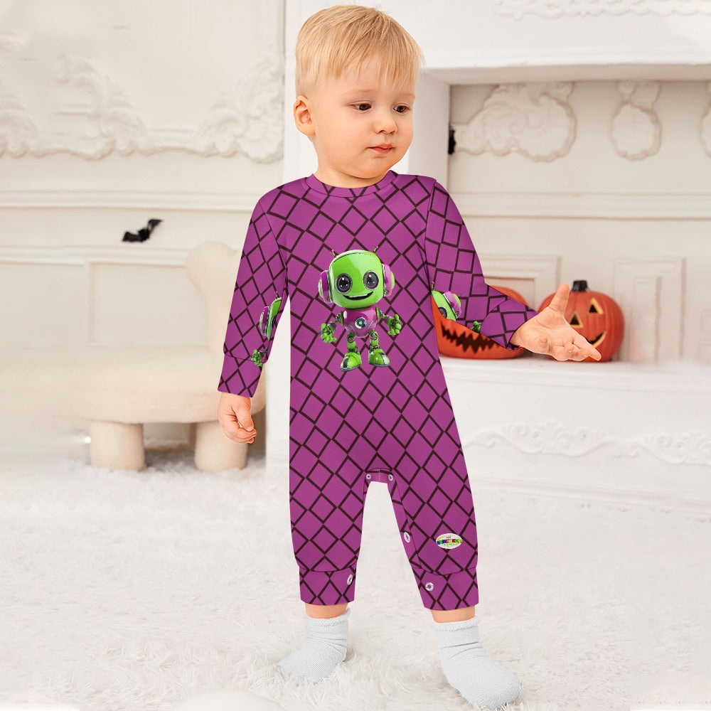 Cute Purple Robot Baby Romper-Cute Robot-My Bright Side Clothing