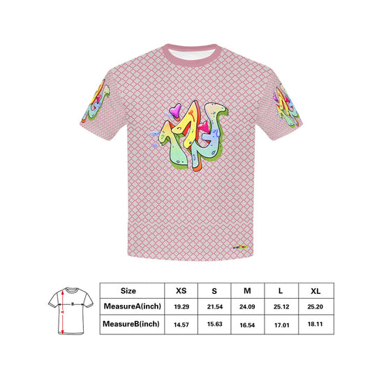 Pink Pastel Fun Alphabet Graffiti Pattern Children's T-shirt-My Bright Side Clothing