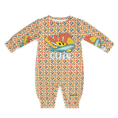 Groovy Pattern and Baby Plane Graphic  Baby Romper  -My Bright Side Clothing