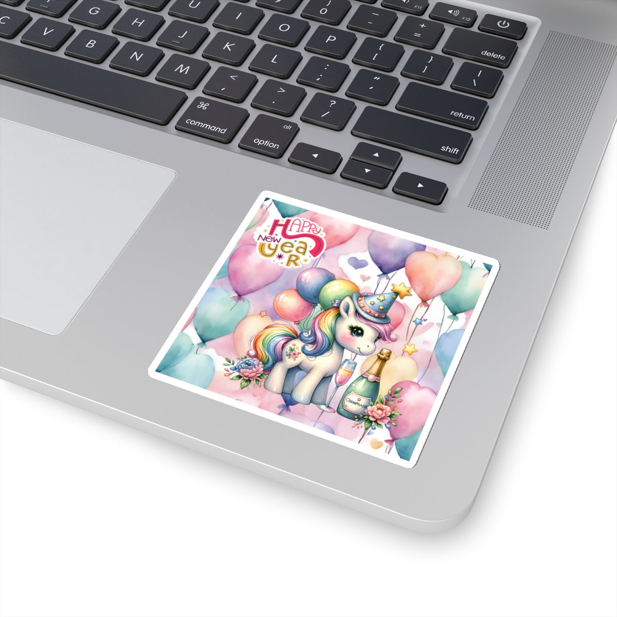 Happy New Year Pastel Unicorn Kiss-Cut Sticker-My Bright Side Clothing