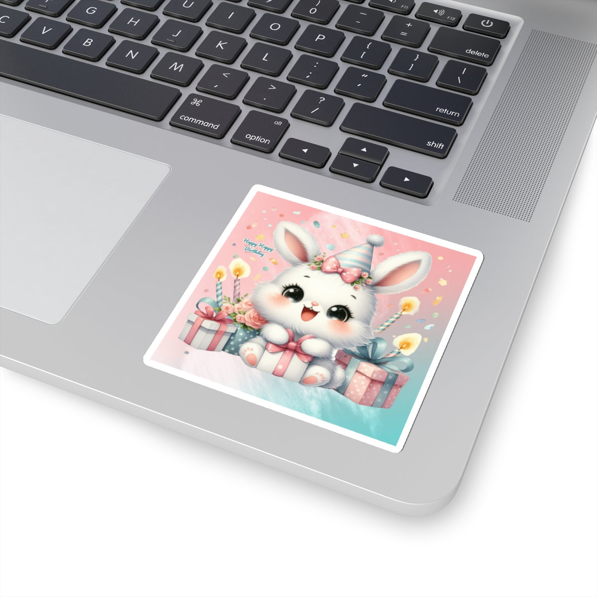 Cute Bunny Happy Birthday Kiss-Cut Sticker-My Bright Side Clothing