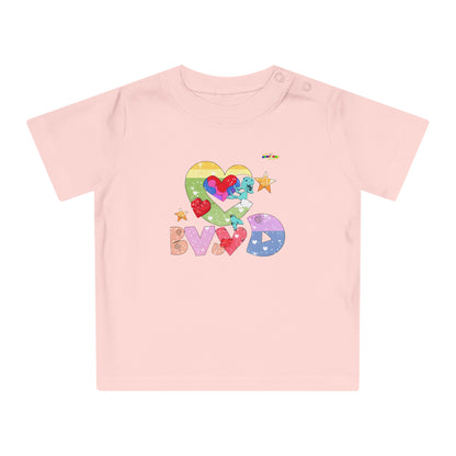 Cute Roaring Love Dino Graphic Baby T-Shirt-mybrigtsideclothing.com