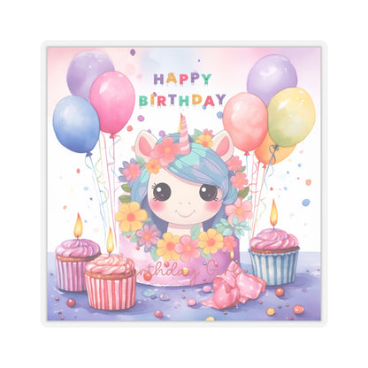 Cute Happy Birthday Pastel Unicorn Kiss-Cut Sticker--My Bright Side Clothing