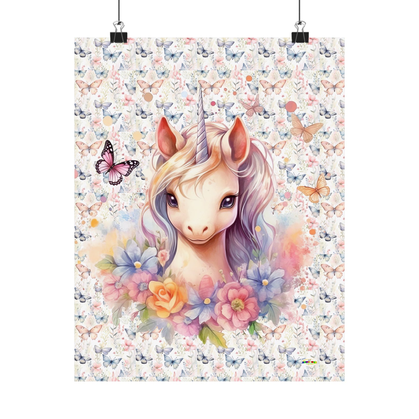 Beautiful Floral Butterfly Unicorn Graphic Matte Vertical Poster-My Bright Side Clothing