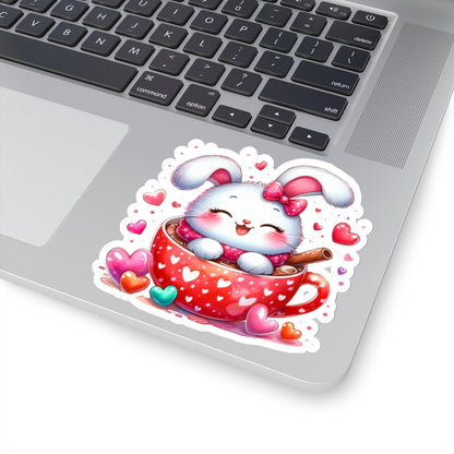 Cute and Sweet Little Love Bunny Valentines -Kiss-Cut Sticker-My Bright Side Clothing