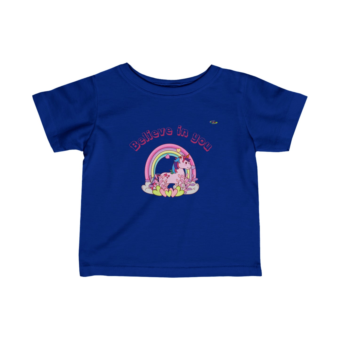 Cute Believe in you Rainbow Unicorn Logo Infant Fine Jersey Tee-My Bright Side Clothing