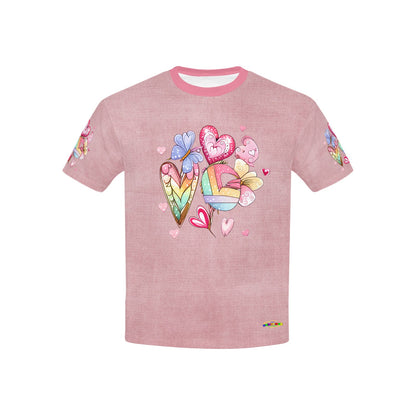 Beautiful  Soft Pink Heart Butterfly Graphic-Children's T-shirt My Bright Side Clothing