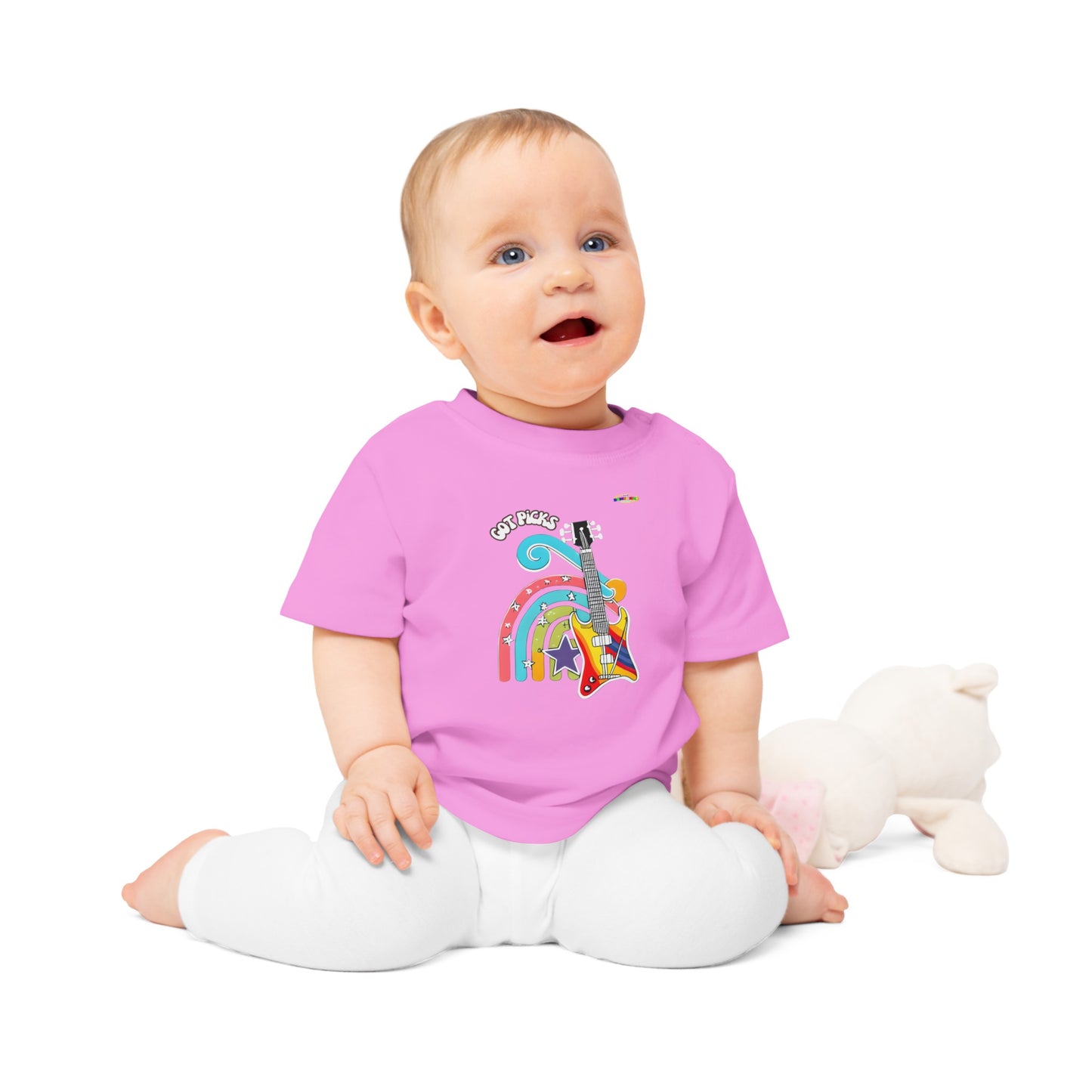 Got Picks cute rainbow guitar logo Fleece Baby T-Shirt-MyBrightSideClothing