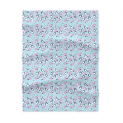 Cute Pastel Blue Pink Baby Bunnies Pattern Soft Fleece Baby Blanket--My Bright Side Clothing