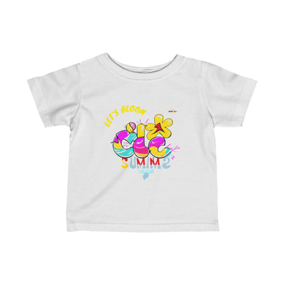 Cute Lets Bloom Summer Flower Graphic Infant Fine Jersey Tee-My Bright Side Clothing