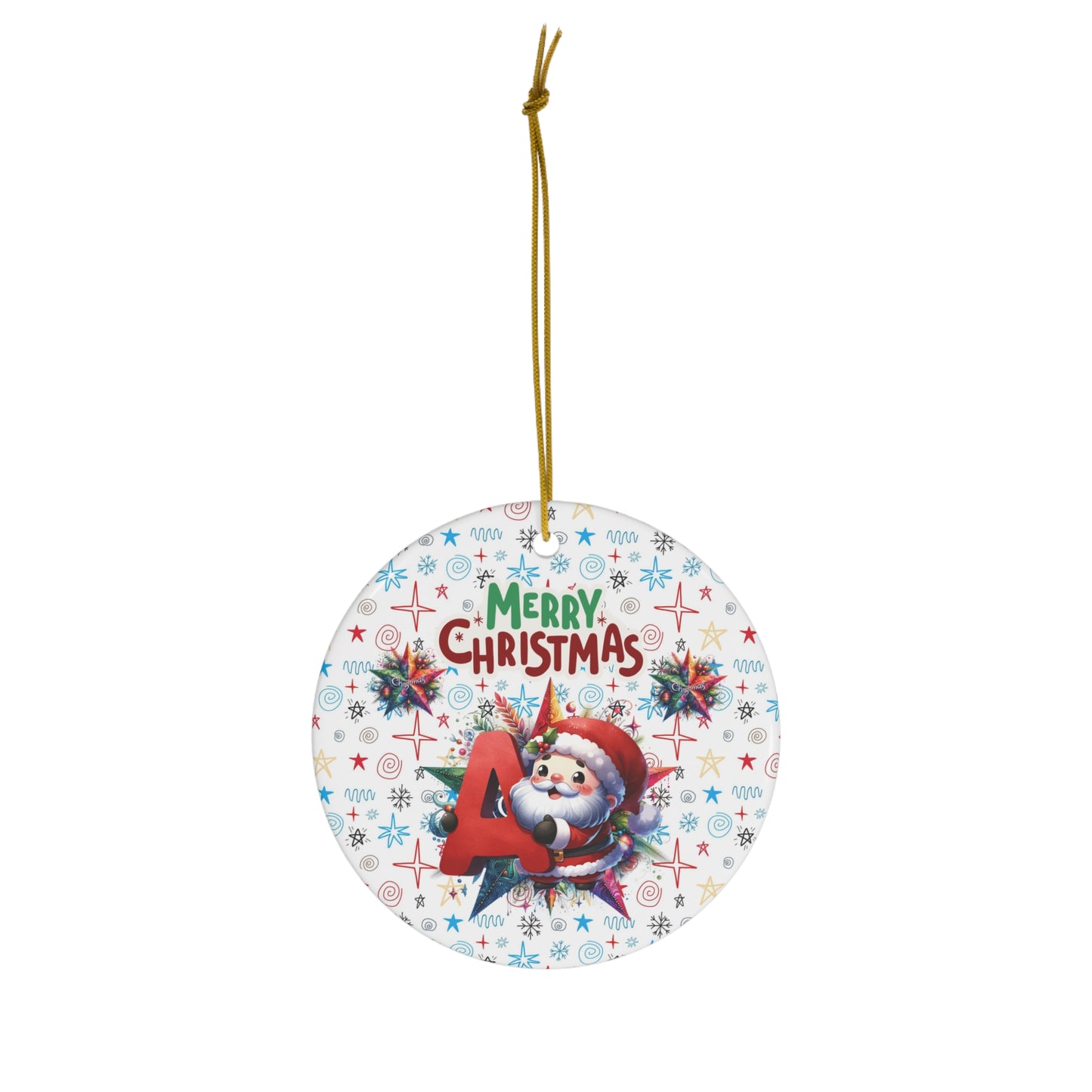 Letter A Cute Christmas Santa ceramic ornament(A-Z Collection)-My Bright Side Clothing