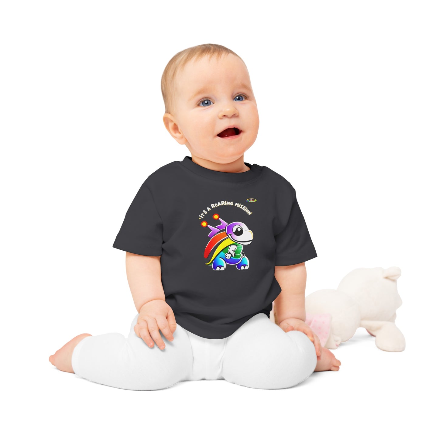 Cute Its a roaring mission super dino Logo Baby T-Shirt -MyBrightSideClothing