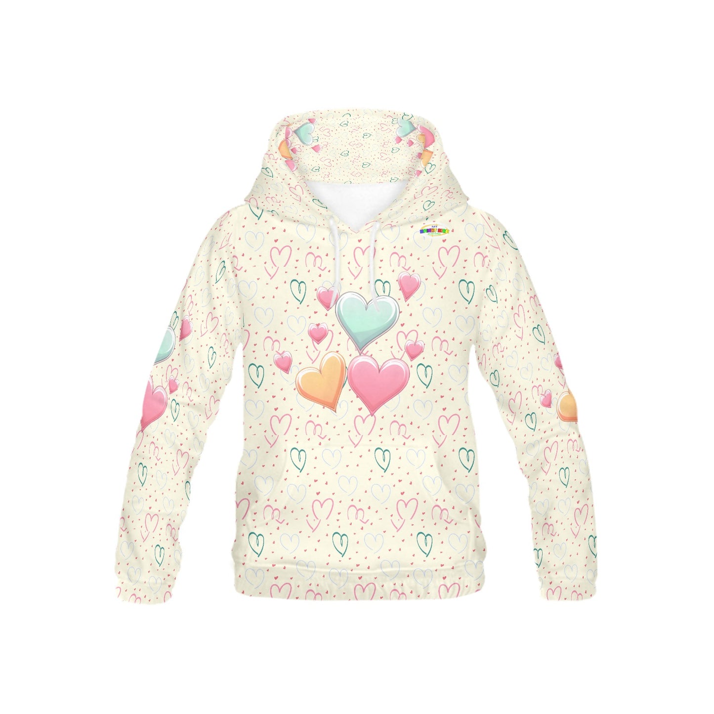 Beautiful Pastel Heart Pattern Children's Hoodie-My Bright Side Clothing