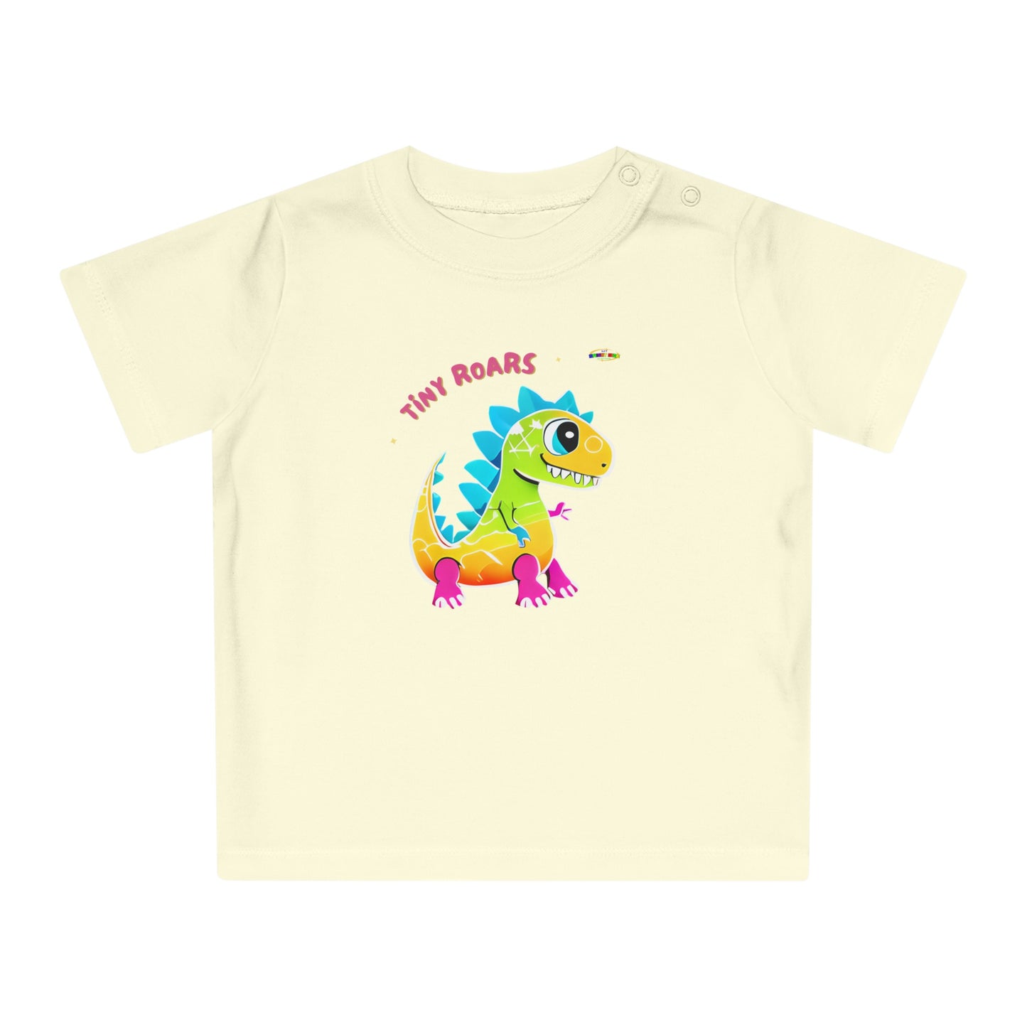 Cute Tiny Roars colourful baby dino  Logo Baby T-Shirt -MyBrightSideClothing