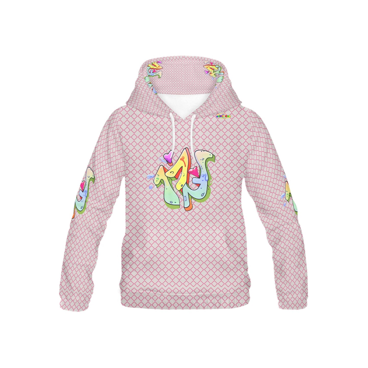 Pastel Peach Fun Alphabet Graffiti Pattern Children's Hoodie-My Bright Side Clothing