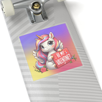 Cute and Sweet Rainbow Unicorn Happy Valentine Kiss Cut Sticker --My Bright Side Clothing