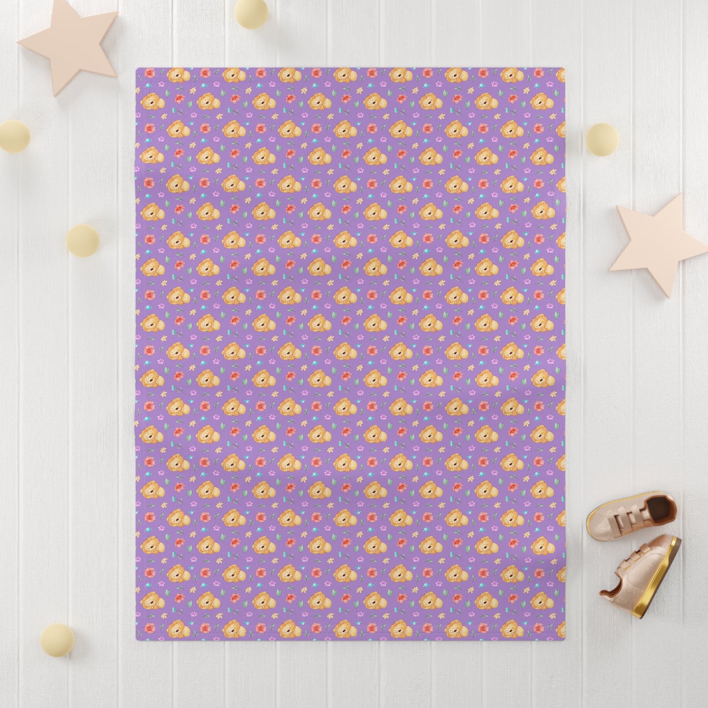 Cute Purple Sleeping Lion Pattern Soft Fleece Baby Blanket-MyBrightSideClothing