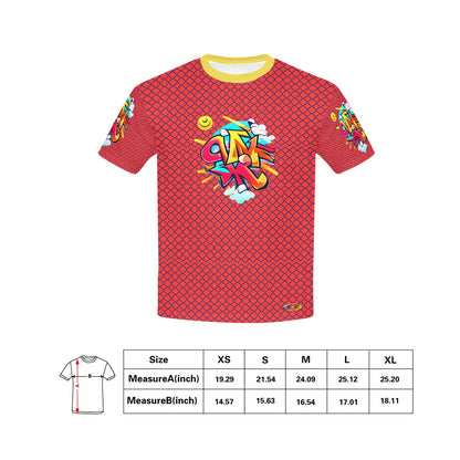 Red Fun Alphabet Graffiti Pattern Children's T-shirt-My Bright Side Clothing