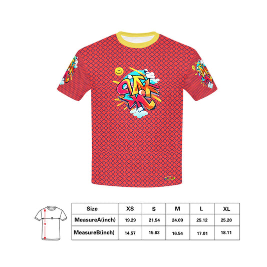 Red Fun Alphabet Graffiti Pattern Children's T-shirt-My Bright Side Clothing