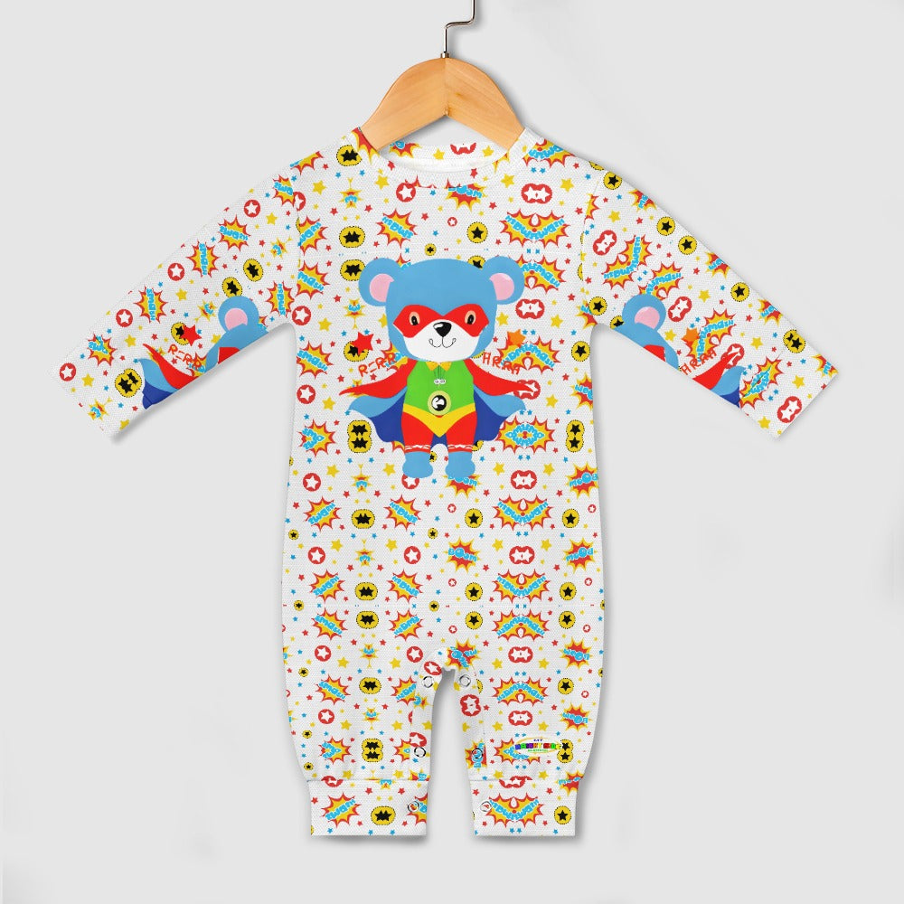 Teddy Bear Superhero Theme Baby Romper-My Bright Side Clothing