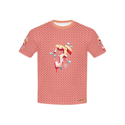 Peach Fun Alphabet Graffiti Pattern Children's T-shirt-My Bright Side Clothing