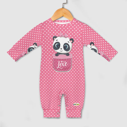 Cute Heart Pattern Love Baby Panda Pocket Friend Baby Romper-My Bright Side Clothing