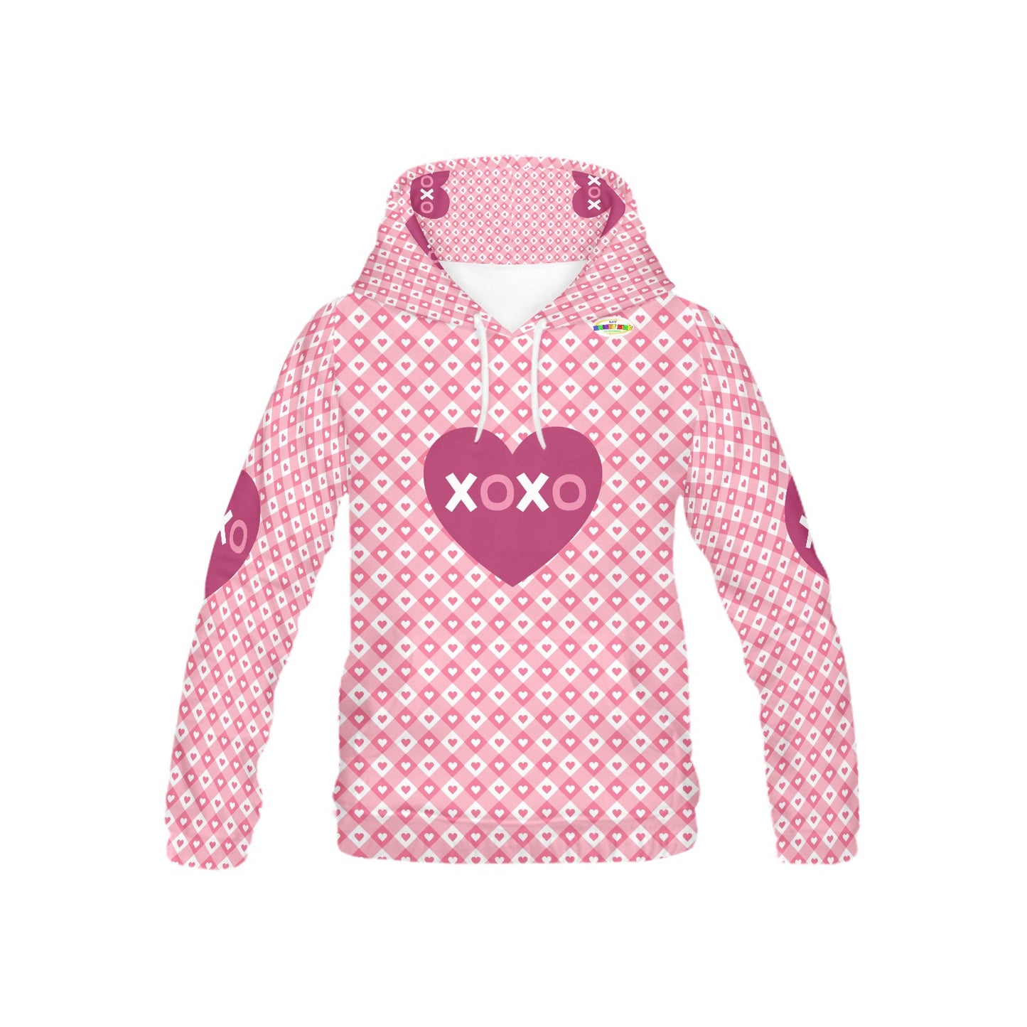 Beautiful Pink Heart XOXO Pattern Children's Hoodie-My Bright Side Clothing