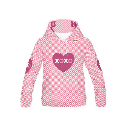 Beautiful Pink Heart XOXO Pattern Children's Hoodie-My Bright Side Clothing