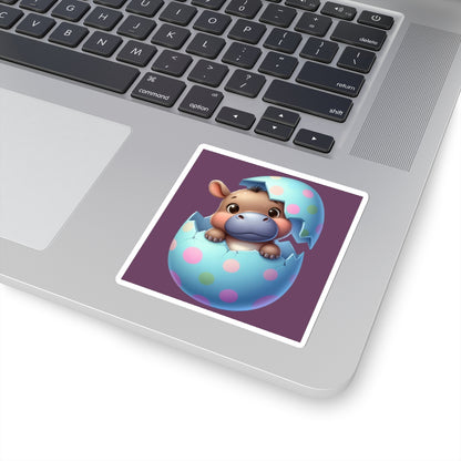 Cute and Sweet Little Hippo Easter Egg -Kiss-Cut Sticker-My Bright Side Clothing