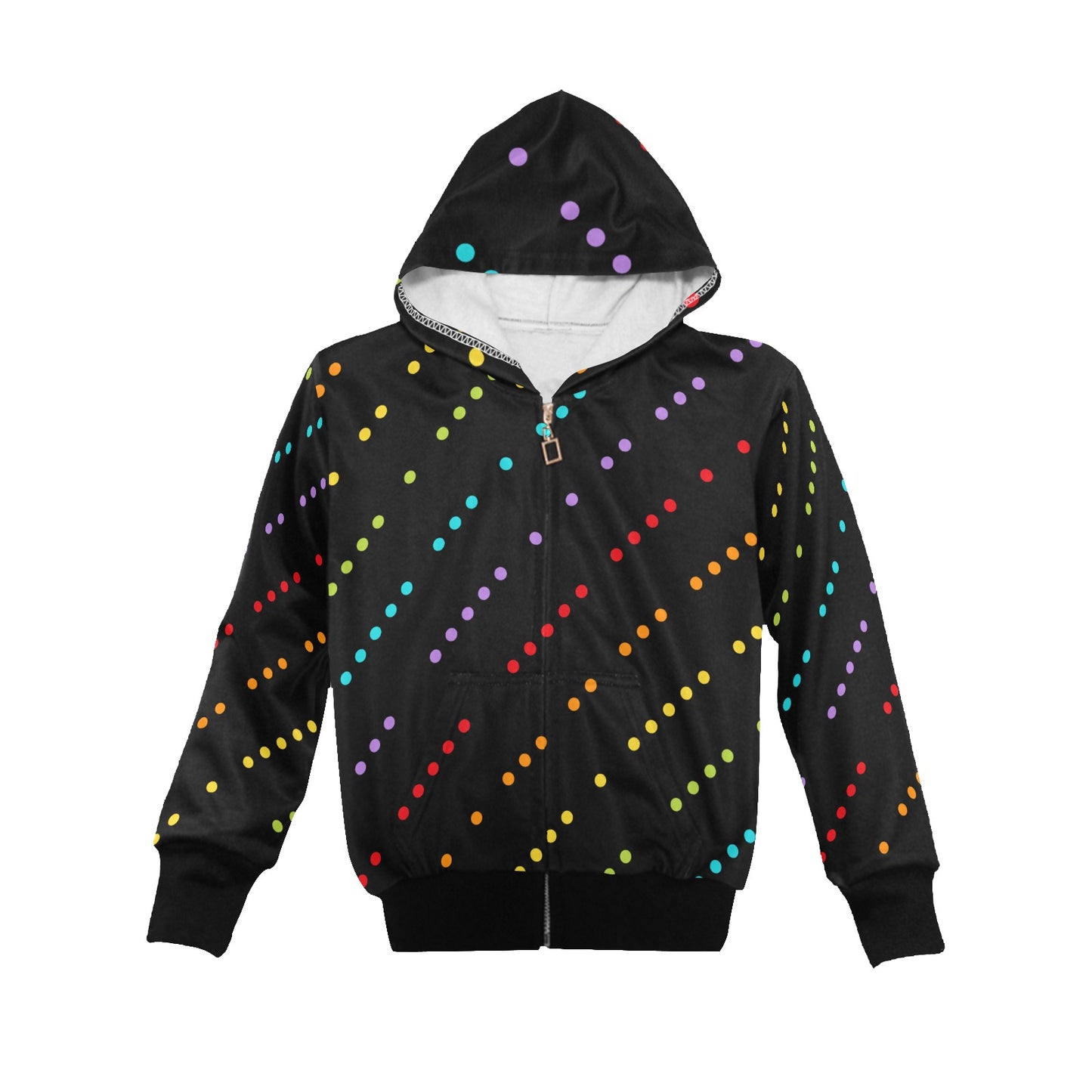 Toddler Zip Up Hoodie Disco Dots Black