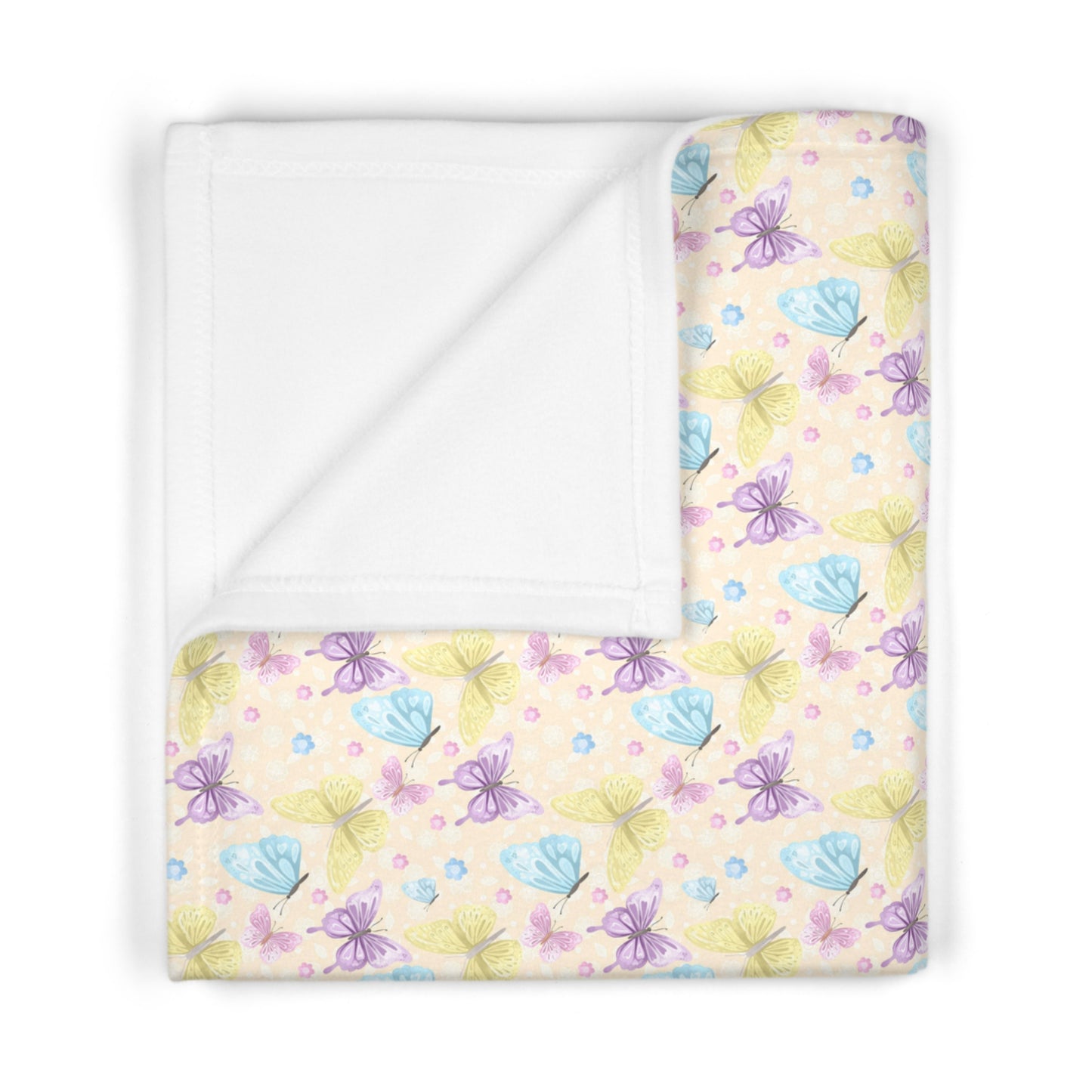 Cute Pastel Yellow Butterfly Pattern Soft Fleece Baby Blanket-My Bright Side Clothing