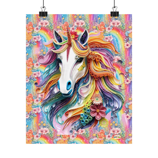 Just Making Magic-Beautiful Rainbow Flower Unicorn Matte Vertical Poster-My Bright Side Clothing