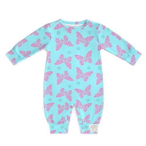 Cute Blue & Purple Butterfly Baby Romper