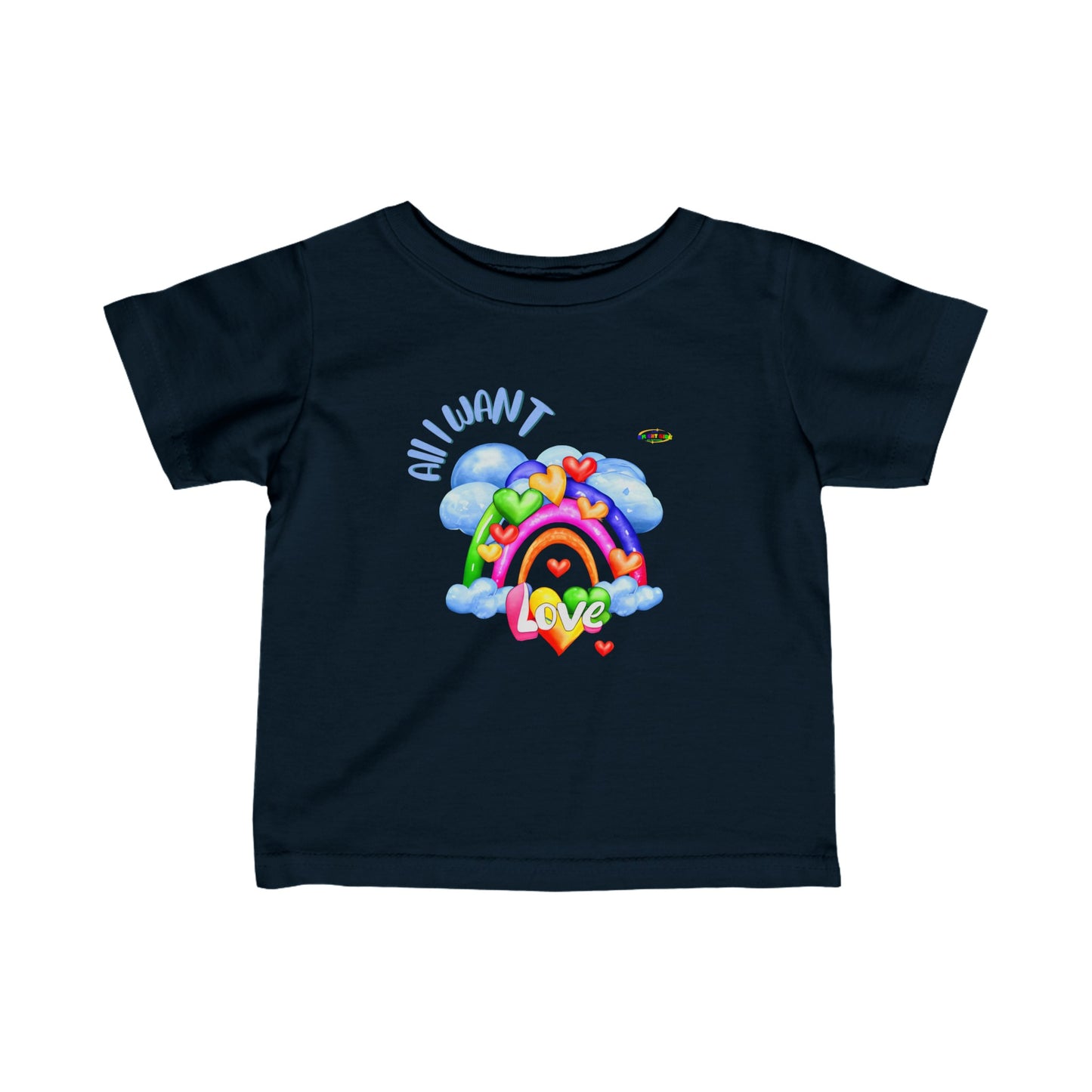 Cute All I want is love rainbow hearty graphic  Infant Fine Jersey Tee-My Bright Side Clothing