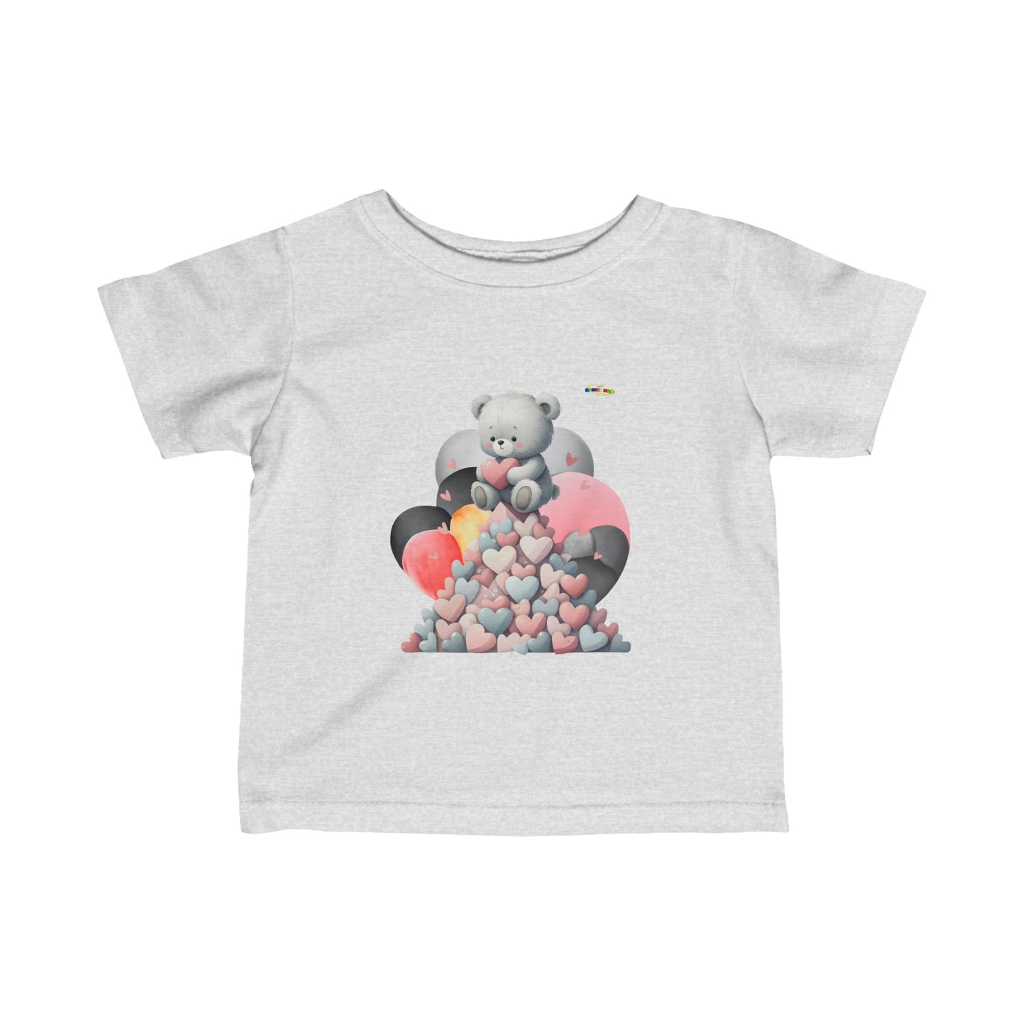 Cute Pastel Teddy \Bear Heart Graphic Infant Fine Jersey Tee-My Bright Side Clothing