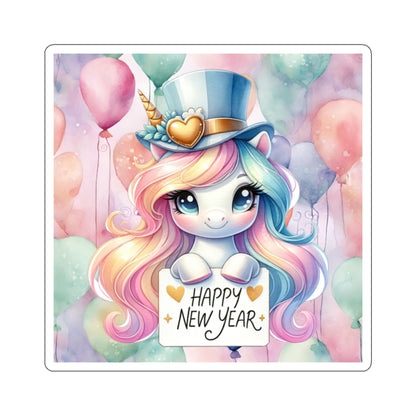 Happy New Year Pastel Unicorn Kiss-Cut Sticker-My Bright Side Clothing