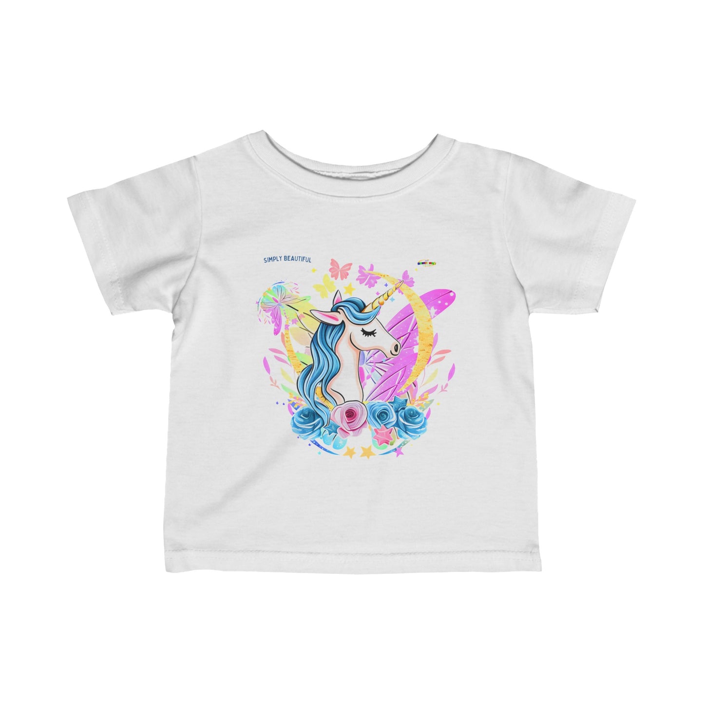 Simply Beautiful Moon, flower Unicorn Graphic Infant Fine Jersey Tee-My Bright Side Clothing