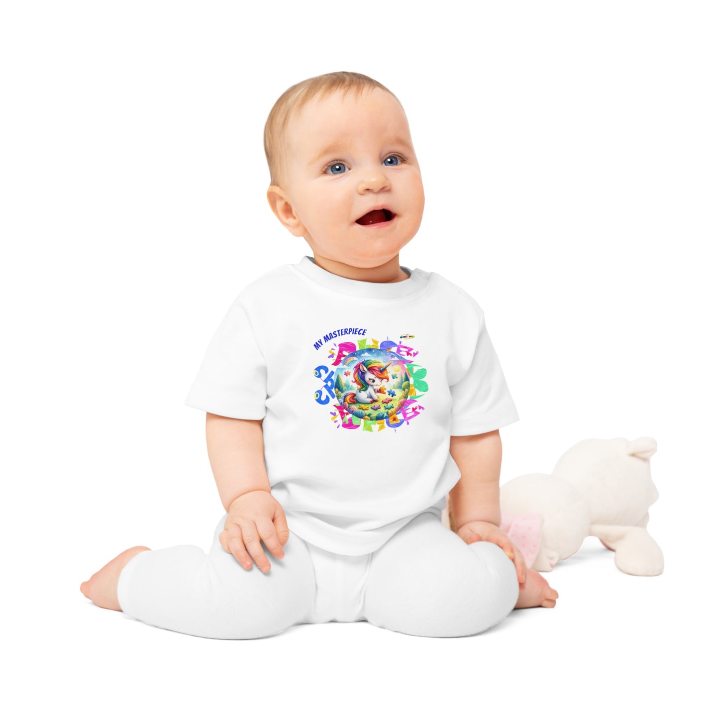 Cute Puzzle Piece Baby Unicorn Graphic Baby T-Shirt-My Bright Side Clothing