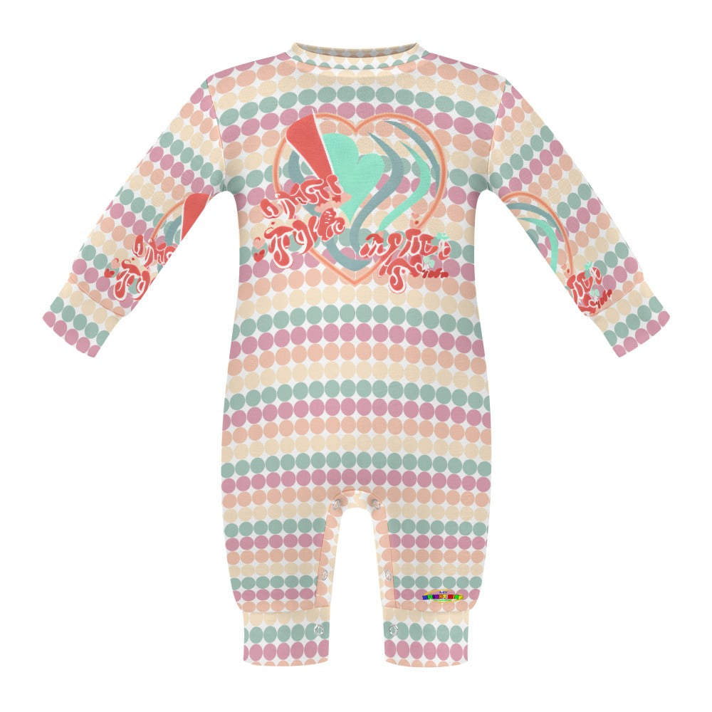 Pastel Polkadot and Heart Pattern and Graphic Baby Romper--My Bright Side Clothing