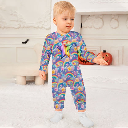 Bright Rainbow and star Pattern and logo Baby Romper-My Bright Side Clothing