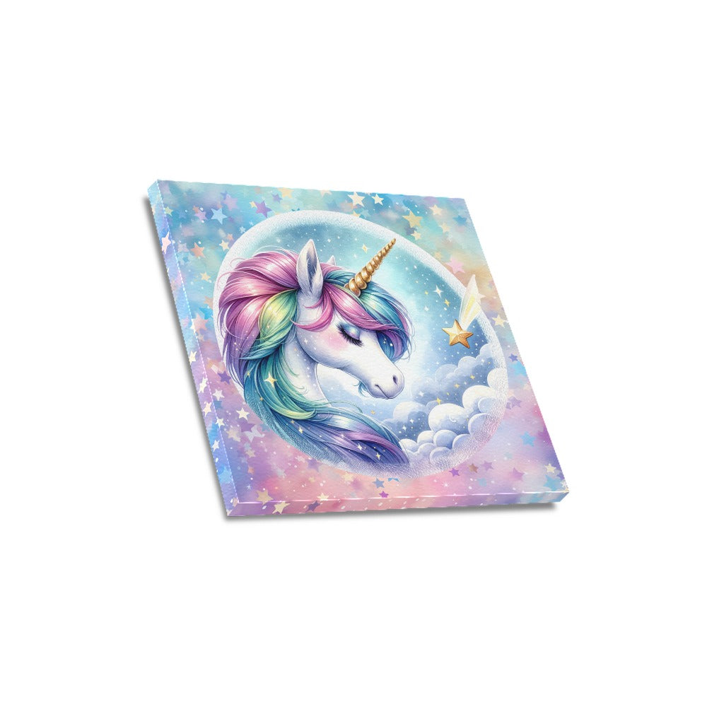 Beautiful Pastel Sleeping Unicorn graphic Canvas Print 16"x16"-My Bight Side Clothing