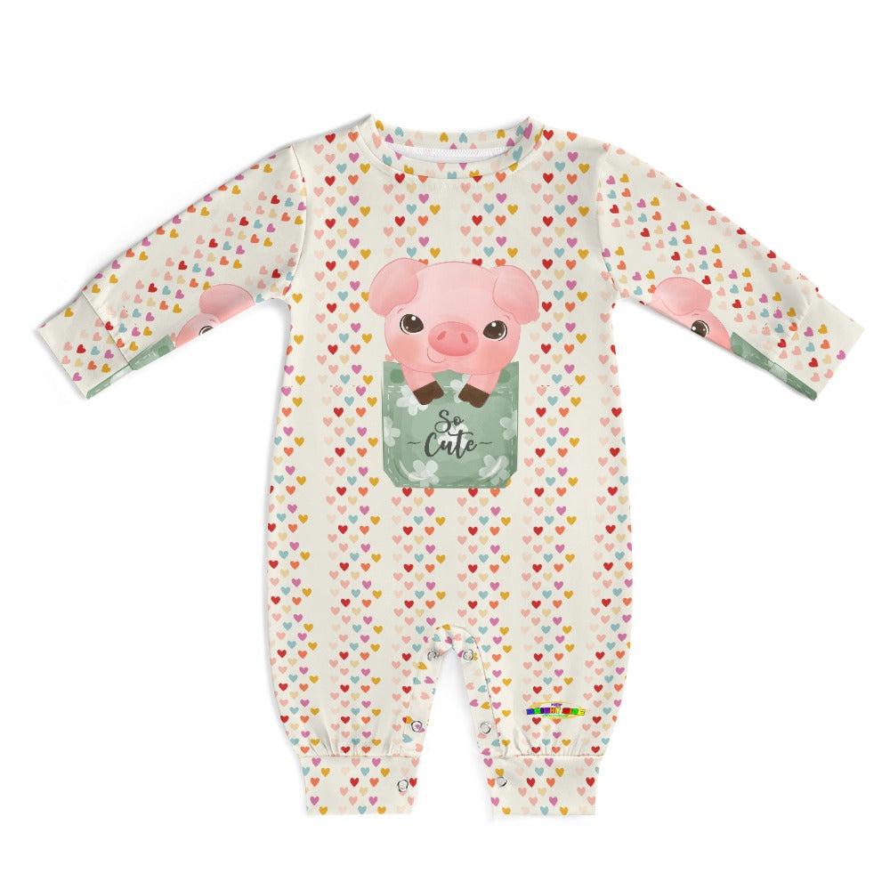 Cute Baby Piglet Pocket Animal Friend Baby Romper-My Bright Side Clothing