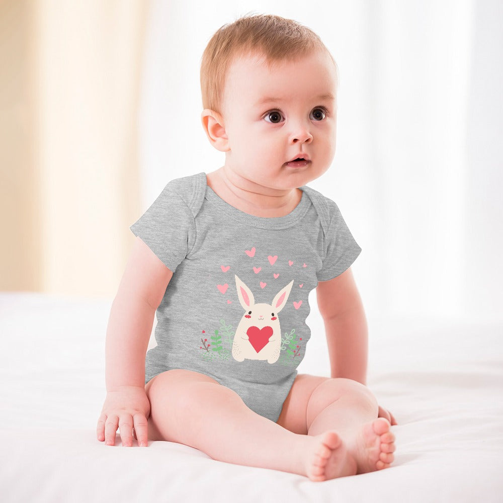 Cute Bunny & Hearts Short -Sleeve Baby's Bodysuit - My Bright side Clothing