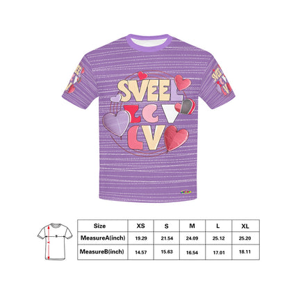 Beautiful Purple Sweet Nervous love Heart Graphic-Children's T-shirt My Bright Side Clothing