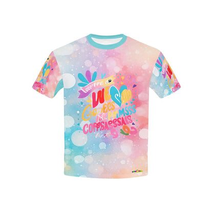 Beautiful Pastel Love and Compassion Message Pattern Children's T-shirt-My Bright Side Clothing