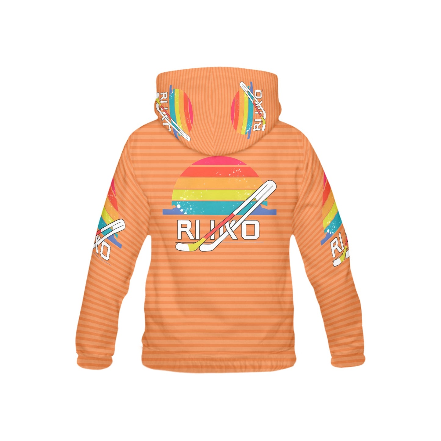 Orange Retro Hockey Pattern and Graphic Children's Hoodie-My Bright Side Clothing