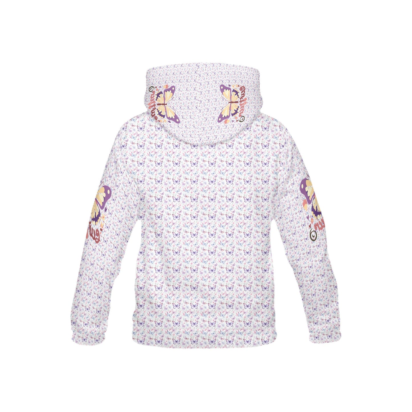 Beautiful Pastel Pink and Purple Butterfly Graphic and Pattern Children's Hoodie-My Bright Side Clothing