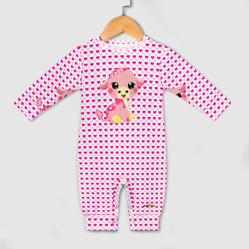 Cute Cartoon Baby Pink Cow Baby Romper-My Bright Side Clothing