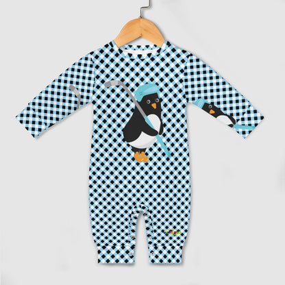 Cute Hockey Penguin Player Baby Romper-My Bright Side Clothing