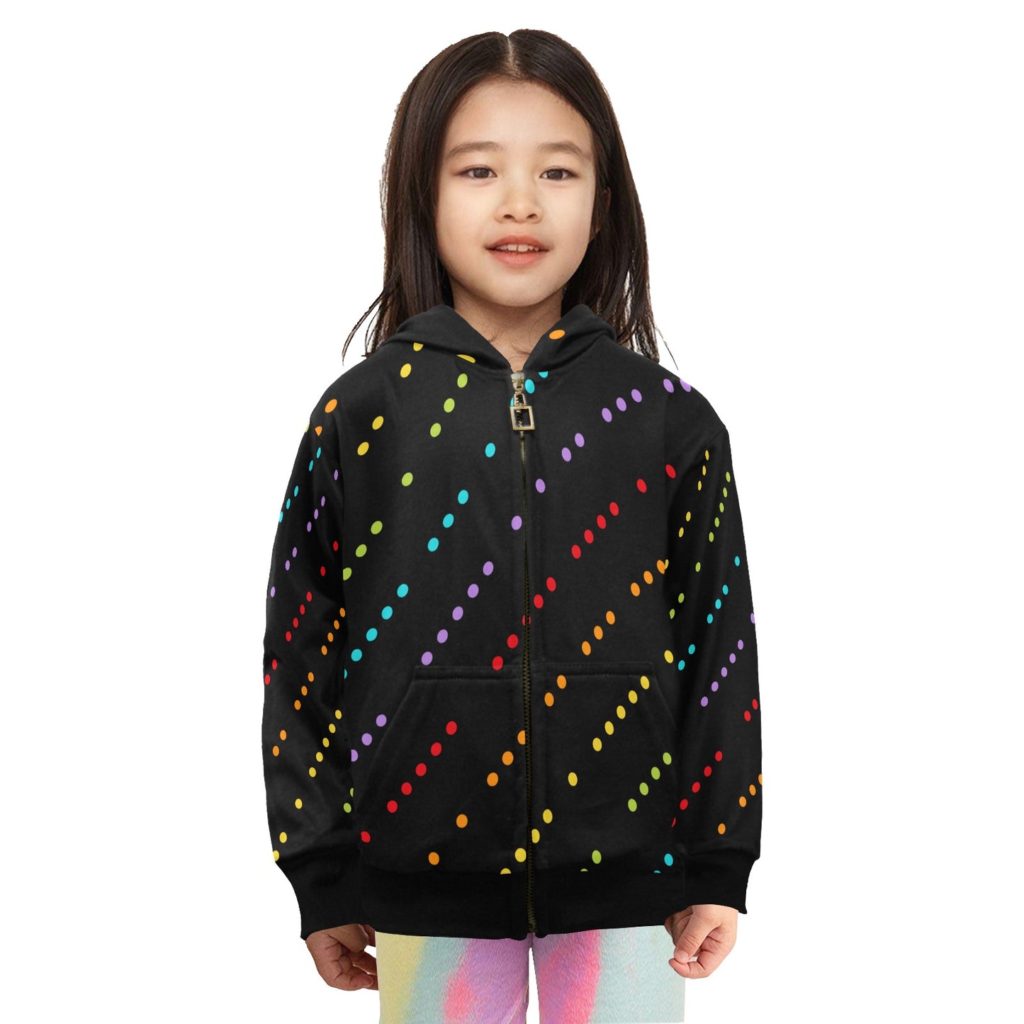 Toddler Zip Up Hoodie Disco Dots Black